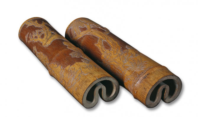 清  竹雕臂擱（一對(duì)）